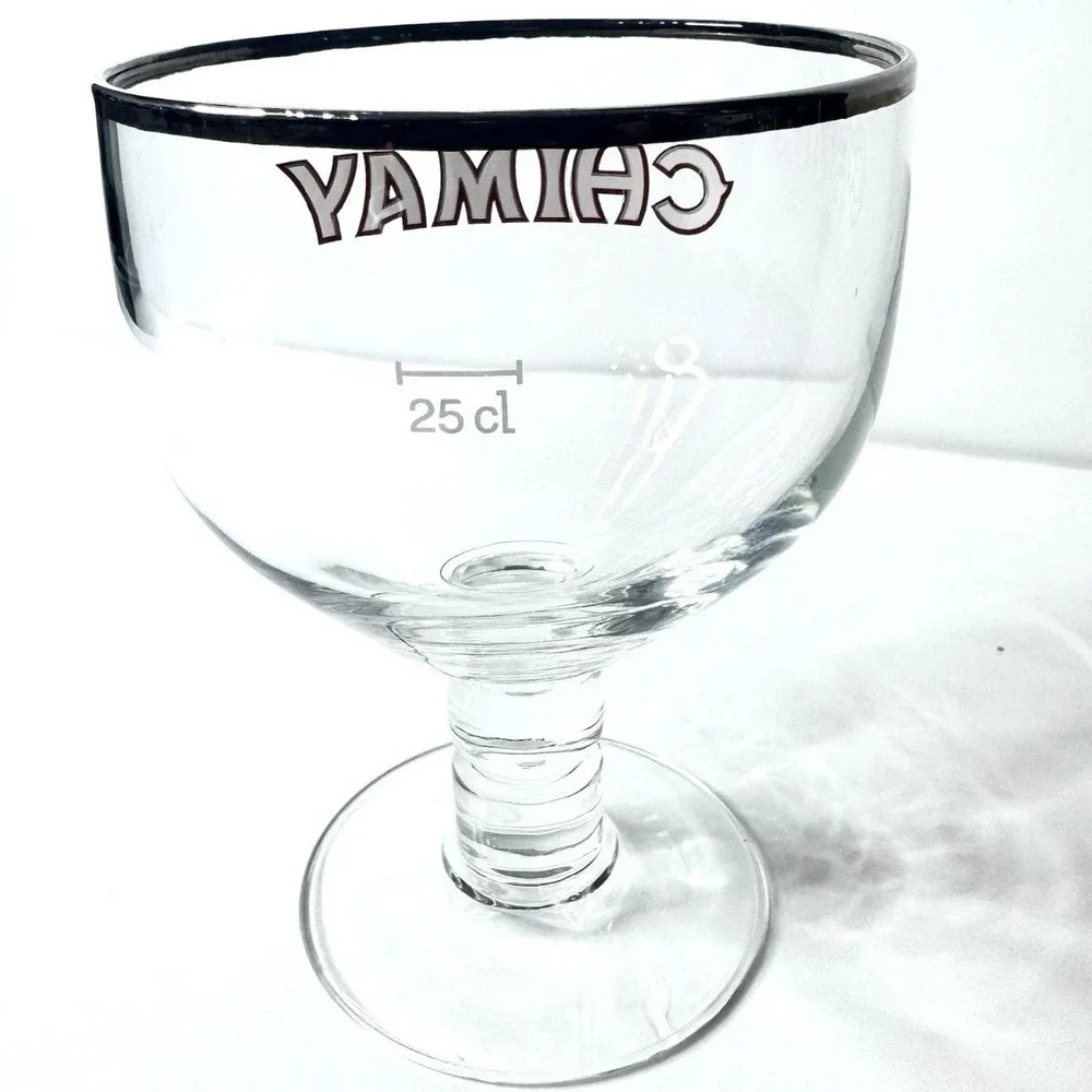 Chimay Belgian Trappist Beer Goblet 25cl Silver Rim Chalice Glass‎